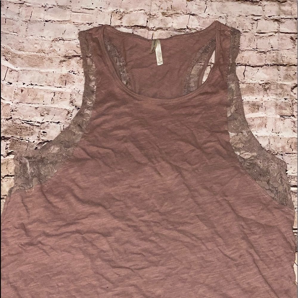 Lace Trim Racerback Tank w/Wide Arm Holes